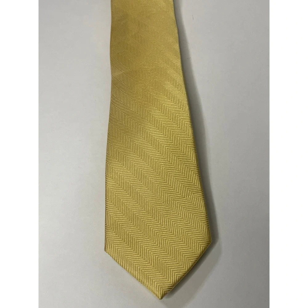 J S A Bank RESERVE Mens Yellow Herringbone‎ Necktie